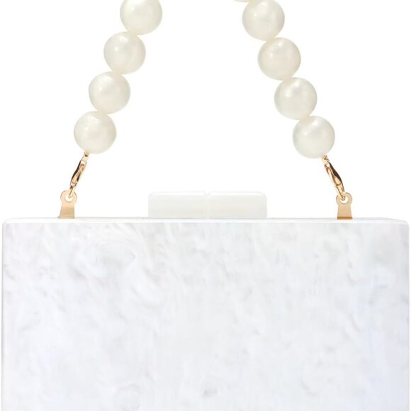 Women Acrylic Clutch Purse Formal Wedding Evening Handbag Marble Party Shoulder - Picture 1 of 7